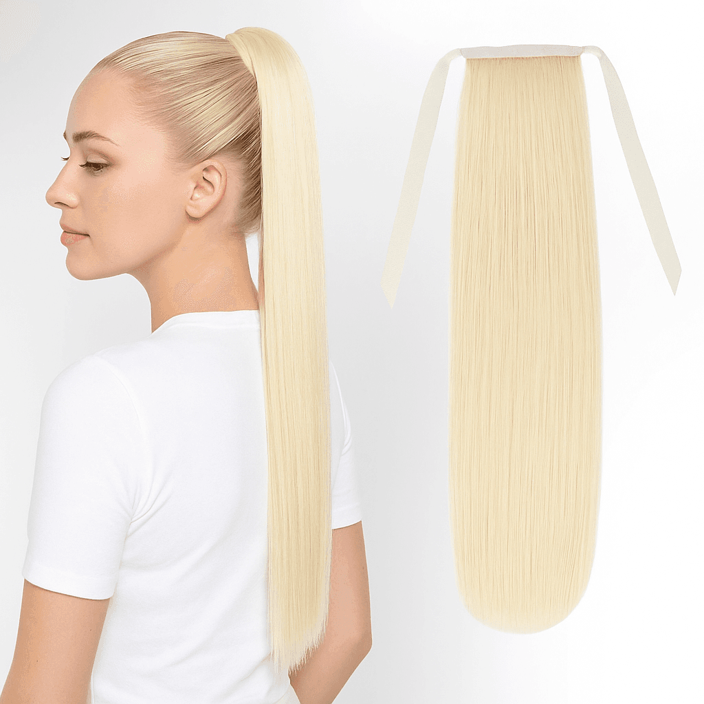 Coada de Păr Super Volum Blond Alb #100