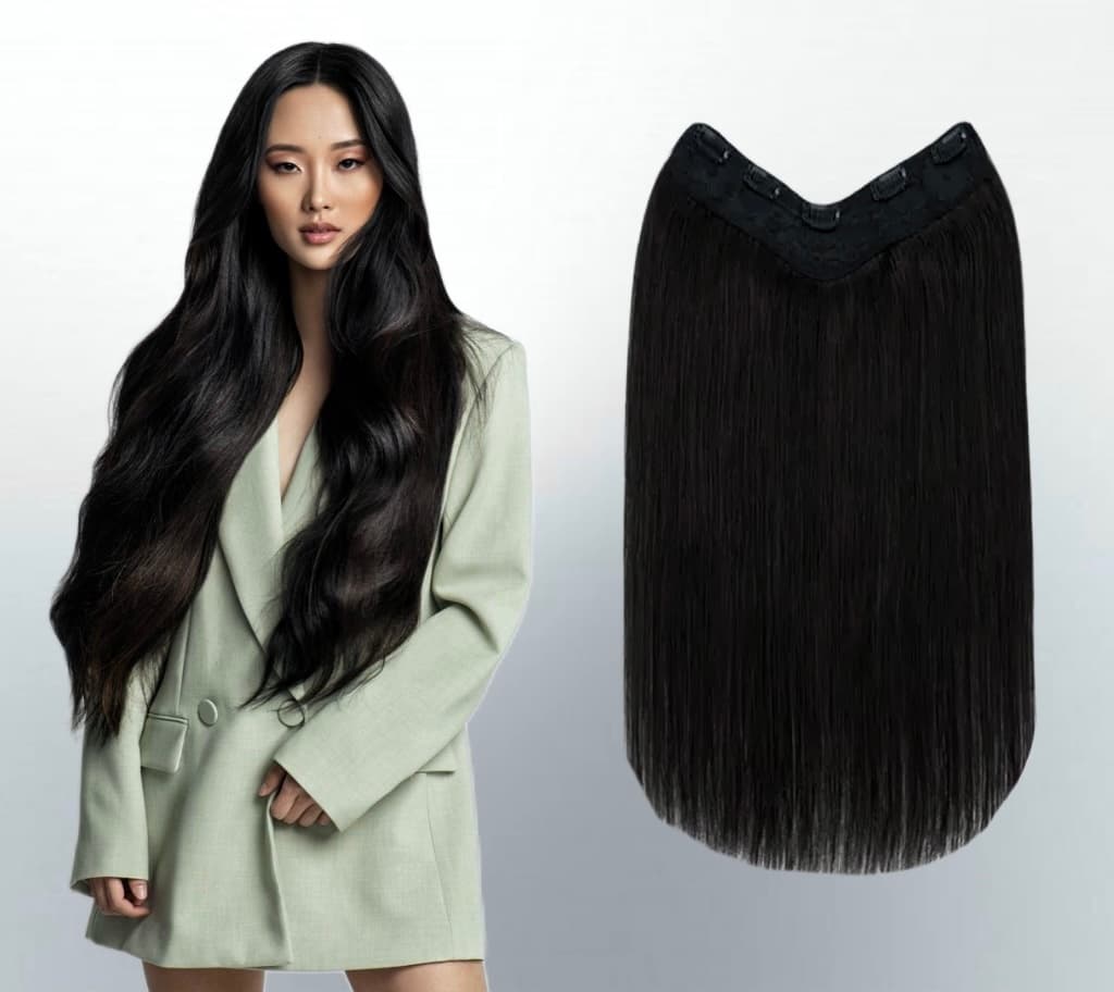 Trese de Par Natural V-Shape Volum si Lungime #1B