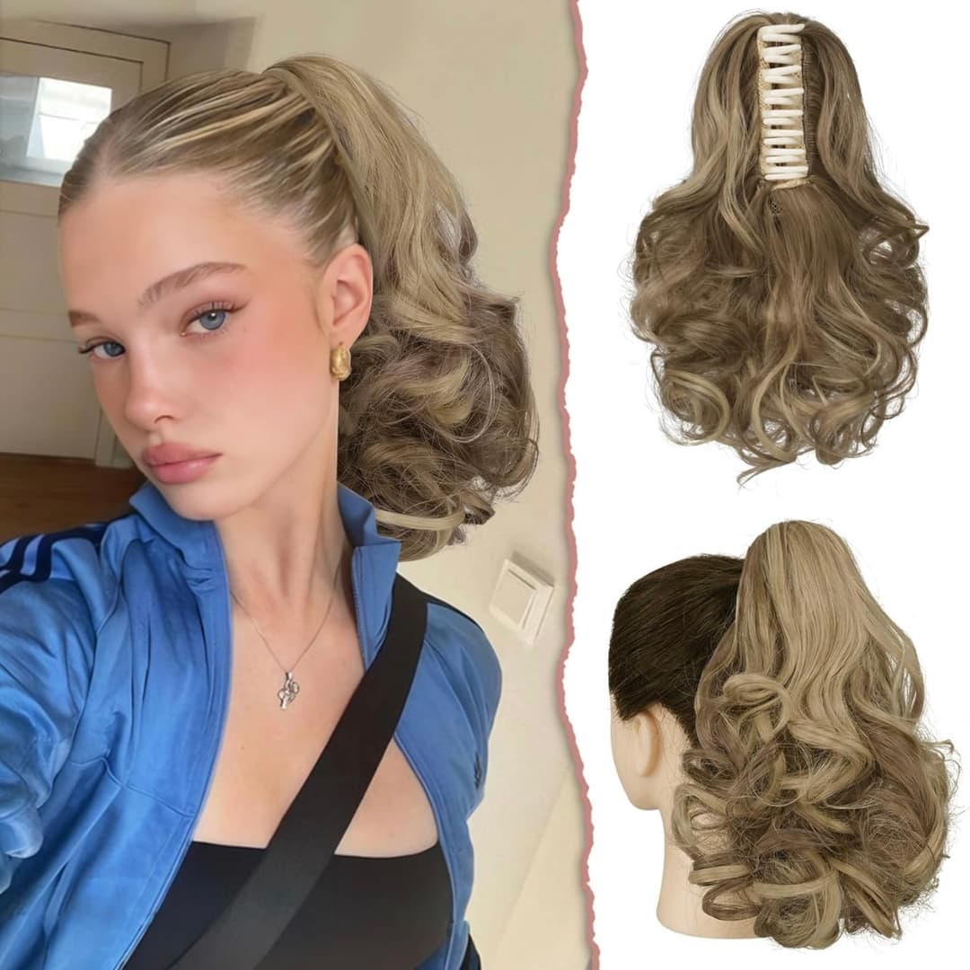 Cozi de Volum Ondulate Blond Natural Inchis