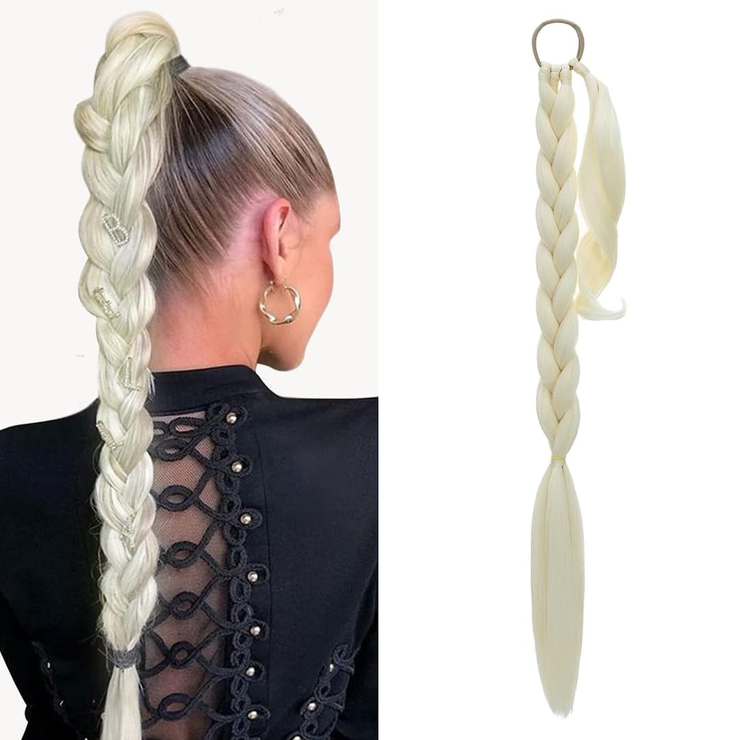 Coada de par pentru impletituri, Blond Foarte Deschis, 70 cm